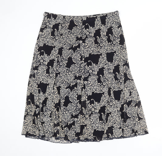 Julipa Womens Black Geometric Polyester Swing Skirt Size 16