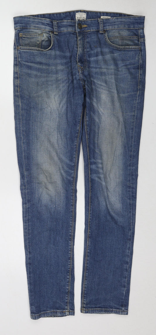 Easy Womens Blue Cotton Skinny Jeans Size 32 in L30 in Regular Zip