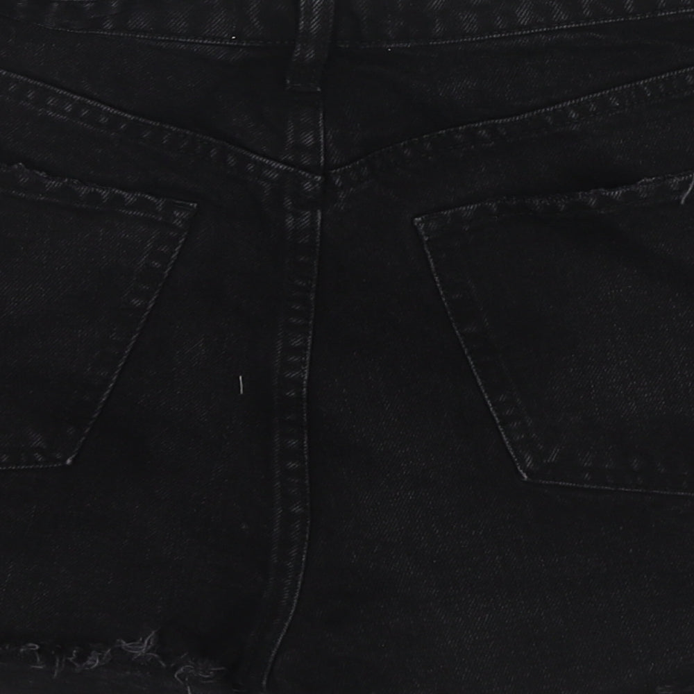 Zara Womens Black Cotton Cut-Off Shorts Size 12 Regular Zip