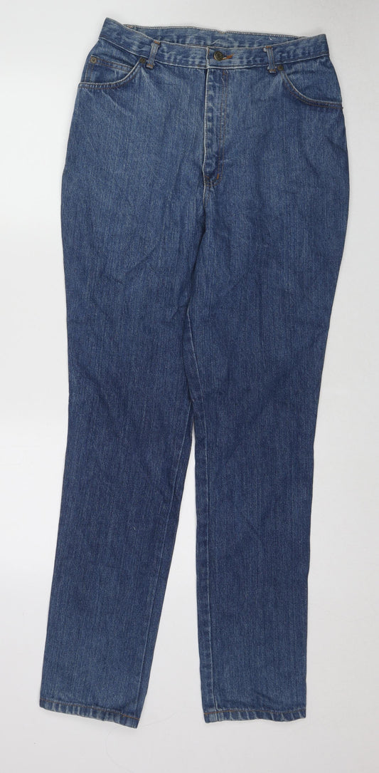 Newport News Womens Blue Cotton Straight Jeans Size 16 L32 in Regular Zip