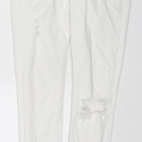 River Island Womens White Cotton Skinny Jeans Size 8 L27 in Regular Zip
