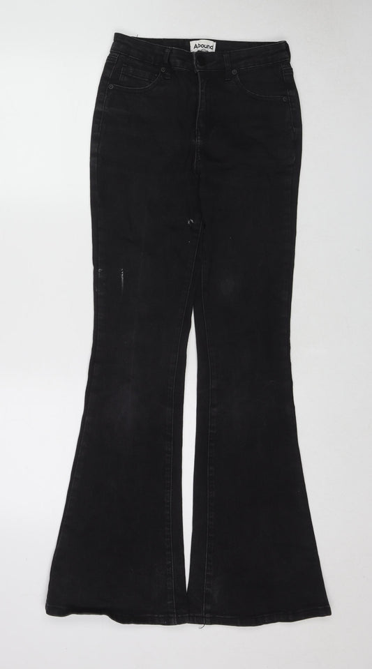 ABOUND Womens Black Cotton Flared Jeans Size 25 in L31 in Regular Zip