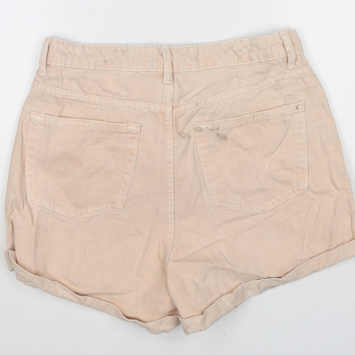Denim & Co. Womens Beige Cotton Mom Shorts Size 12 L3 in Regular Zip