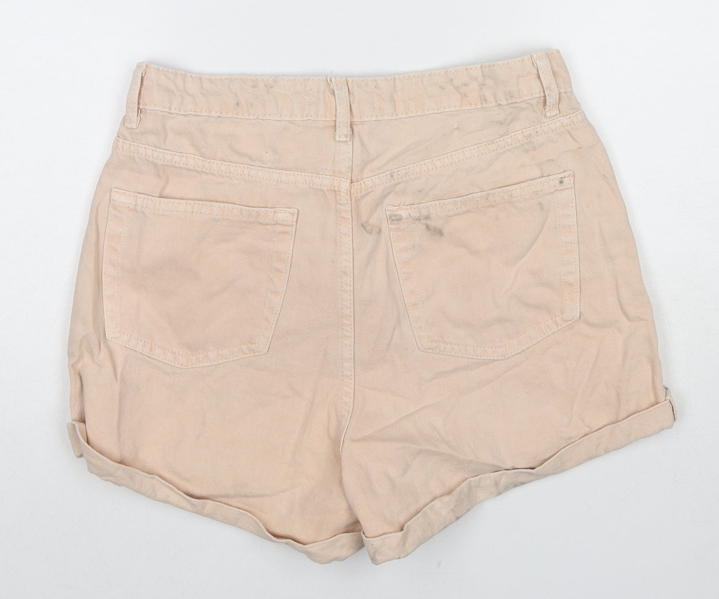 Denim & Co. Womens Beige Cotton Mom Shorts Size 12 L3 in Regular Zip