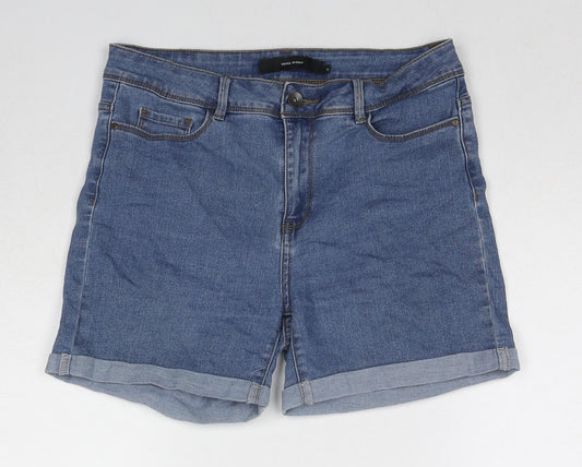 VERO MODA Womens Blue Cotton Basic Shorts Size M L4 in Regular Zip