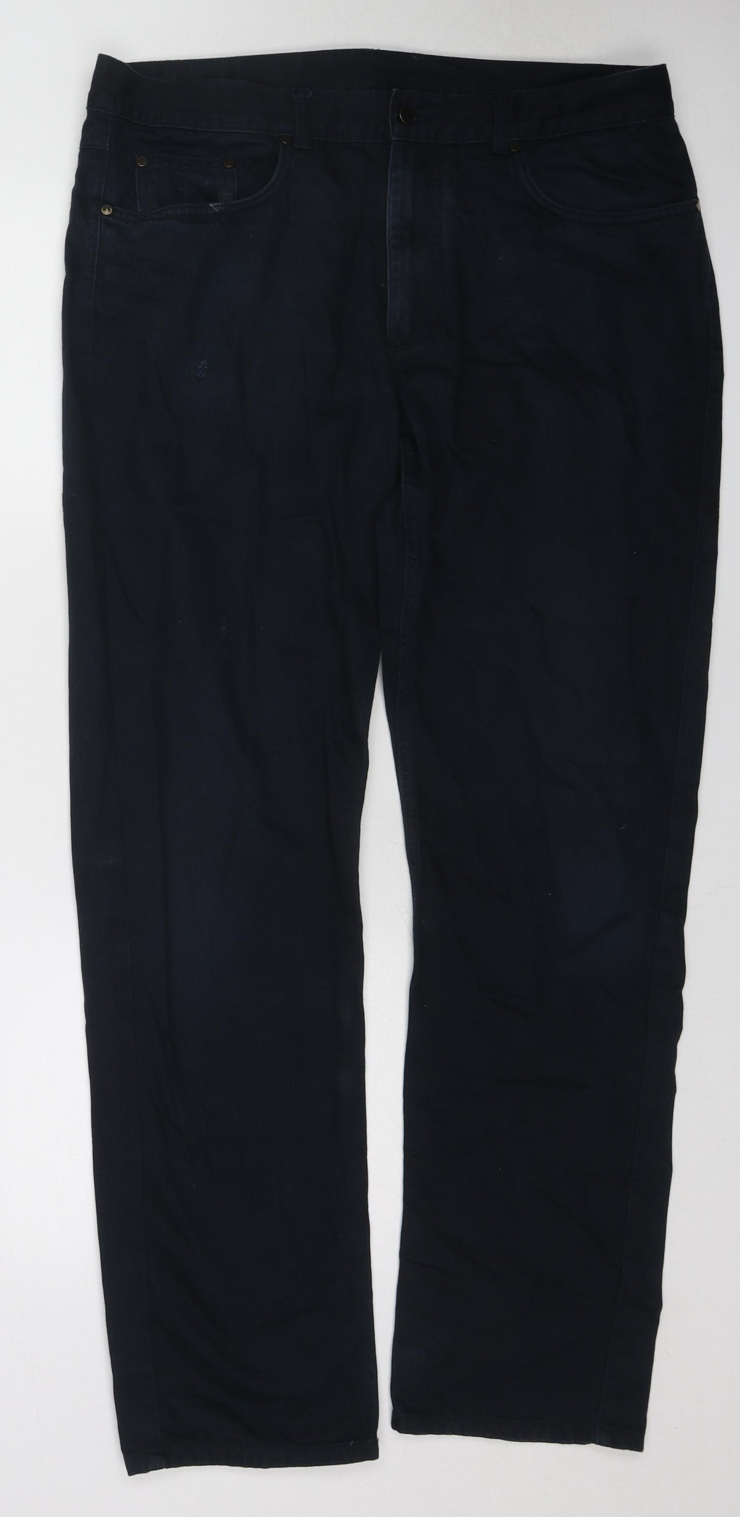 Jaeger Mens Black Cotton Straight Jeans Size 36 in L31 in Regular Zip