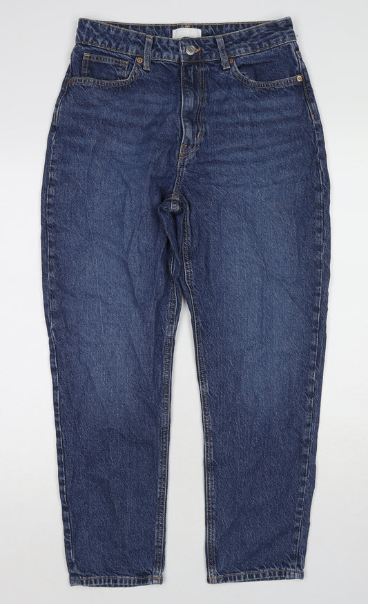 H&M Womens Blue Cotton Tapered Jeans Size 30 in L27 in Regular Zip