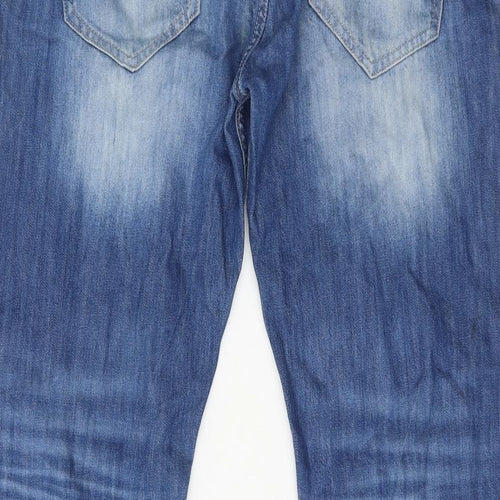 Easy Mens Blue Cotton Straight Jeans Size 36 in L30 in Regular Zip