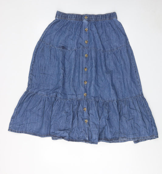 Marks and Spencer Womens Blue Cotton Peasant Skirt Size 10