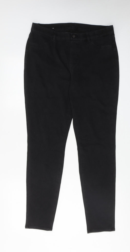 Uniqlo Womens Black Cotton Skinny Jeans Size 32 in L30 in Regular Button
