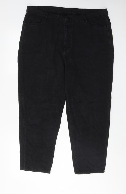 Okraus Womens Black Cotton Tapered Jeans Size 16 L25 in Regular Zip