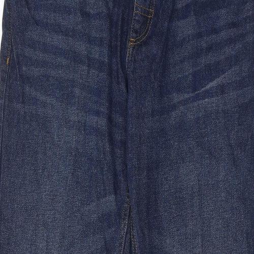 Weird Fish Mens Blue Cotton Straight Jeans Size 36 in L30 in Regular Zip