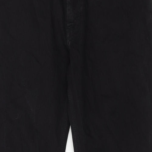 Marks and Spencer Mens Black Cotton Straight Jeans Size 34 in L29 in Regular Zip