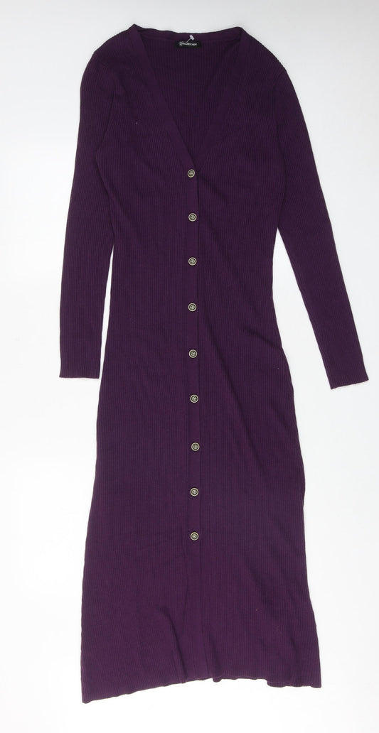 Kaleidoscope Womens Purple V-Neck Cotton Cardigan Jumper Size 14