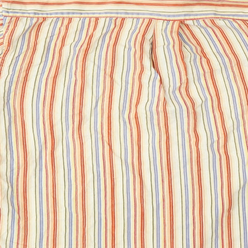 Barisal Mens Orange Striped Cotton Button-Up Size M Collared Button