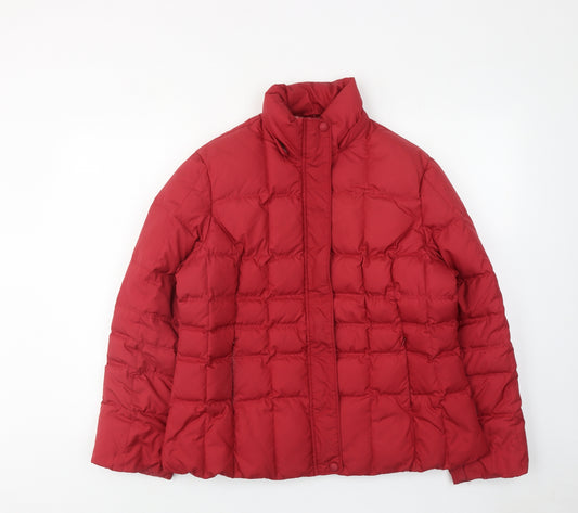 Per Una Womens Red Puffer Jacket Jacket Size L Zip