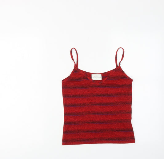 Boy Trading Company Womens Red Striped Acetate Camisole Tank Size 12 V-Neck