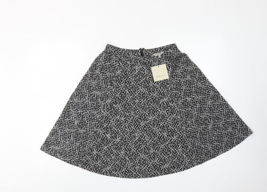 Great Plains Womens Black Geometric Polyester Swing Skirt Size 10 Zip