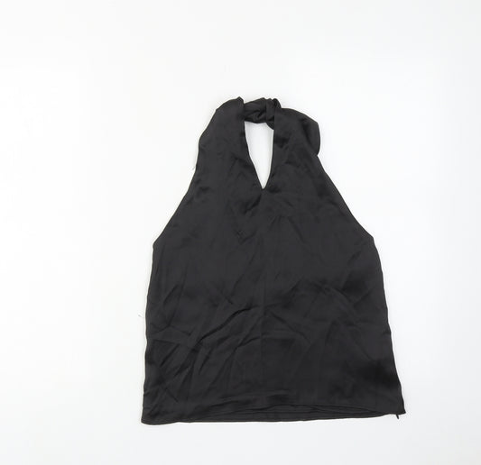 Zara Womens Black Polyester Basic Tank Size S Halter