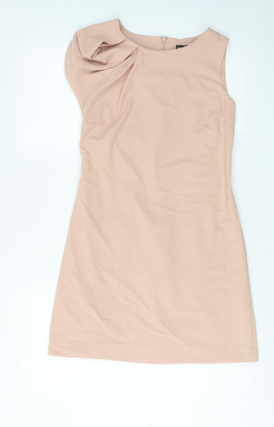 Warehouse Womens Pink Polyester Shift Size 8 Boat Neck Zip - Shoulder Detail