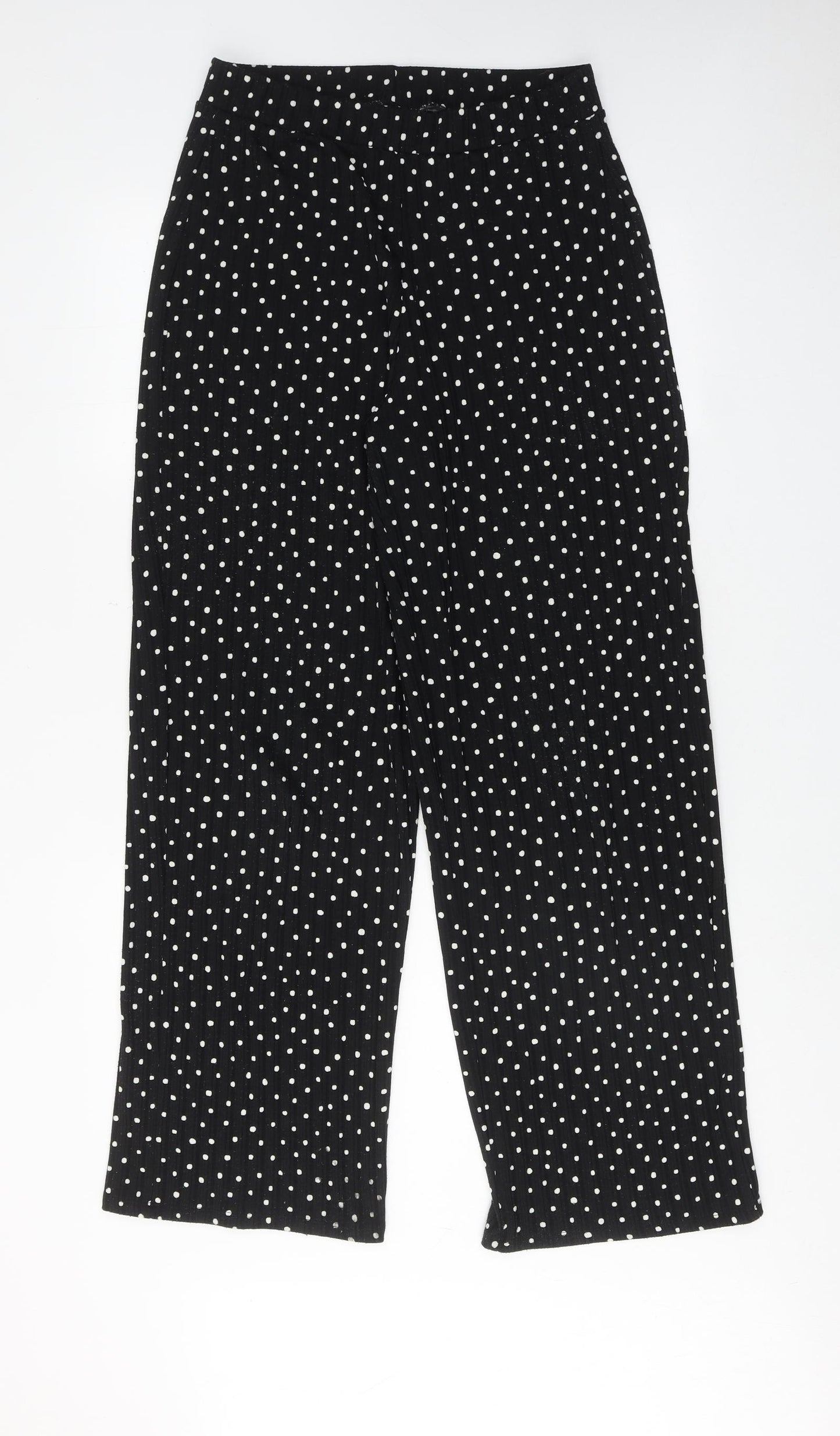 Monki Womens Black Polka Dot Polyester Trousers Size M L30 in Regular