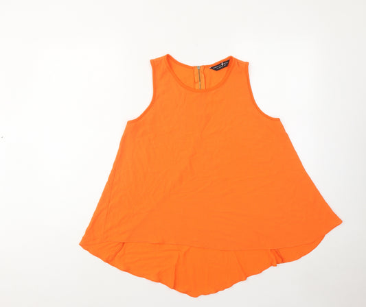 Dorothy Perkins Womens Orange Polyester Basic Tank Size 12 Round Neck - Asymmetric Hem