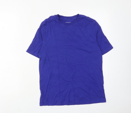 Marks and Spencer Womens Blue Cotton Basic T-Shirt Size 8 Crew Neck