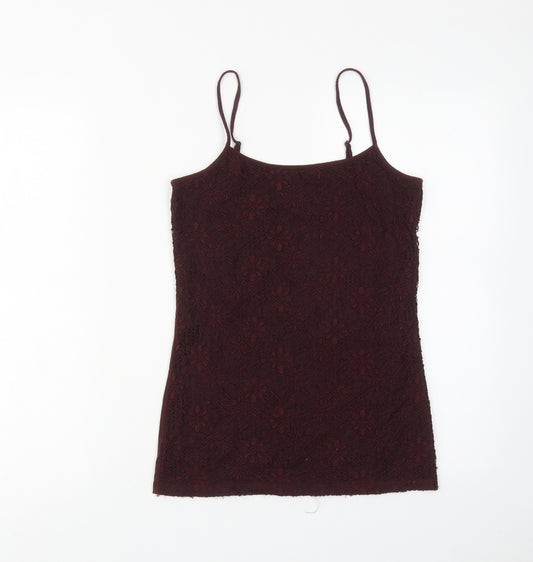Ann Taylor Womens Red Cotton Camisole Tank Size S Scoop Neck