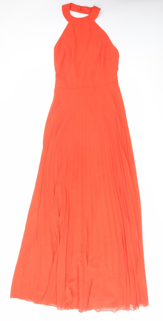 ASOS Womens Orange Polyester Ball Gown Size 6 Halter Zip