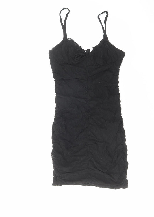 H&M Womens Black Polyamide Mini Size S V-Neck Pullover