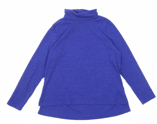 Marks and Spencer Womens Blue Roll Neck Polyester Pullover Jumper Size 20