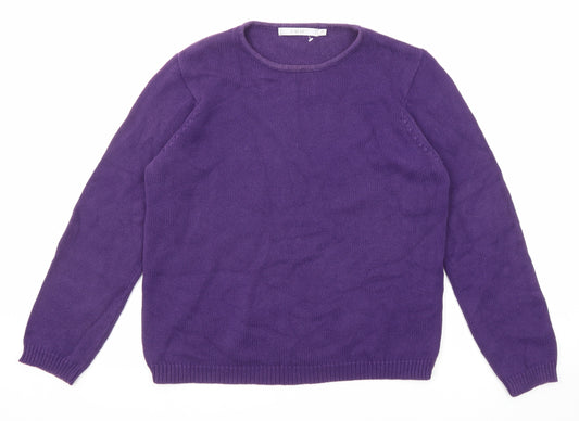 EWM Womens Purple Round Neck Cotton Pullover Jumper Size 14 - Size 14-16