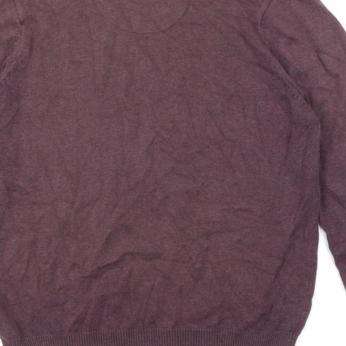 Marks and Spencer Mens Purple V-Neck Cotton Pullover Jumper Size M Long Sleeve