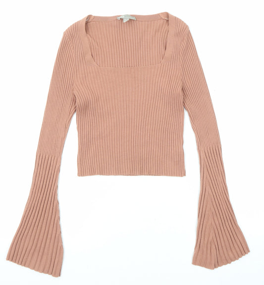 ASOS Womens Pink Square Neck Acrylic Pullover Jumper Size 8