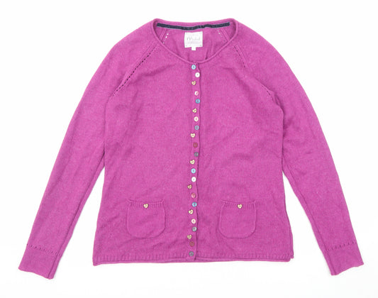 Mistral Womens Pink Round Neck Cotton Cardigan Jumper Size 14