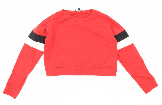 New Look Womens Red Colourblock Cotton Pullover Sweatshirt Size 10 Pullover