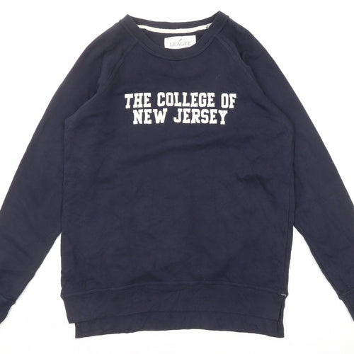 League Womens Blue Cotton Pullover Sweatshirt Size M Pullover - The college of new Jersey