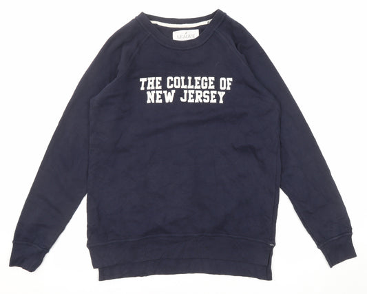 League Womens Blue Cotton Pullover Sweatshirt Size M Pullover - The college of new Jersey