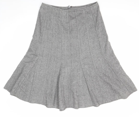 Per Una Womens Grey Wool Swing Skirt Size 14 Zip