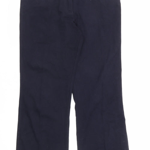 Viyella Womens Blue Cotton Trousers Size 10 L28 in Regular Zip