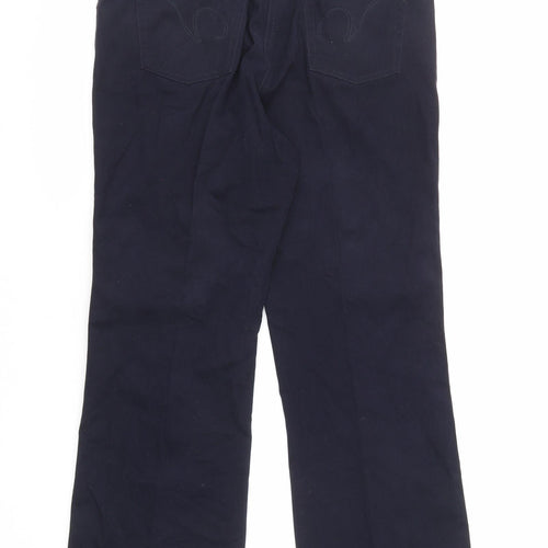 Viyella Womens Blue Cotton Trousers Size 10 L28 in Regular Zip