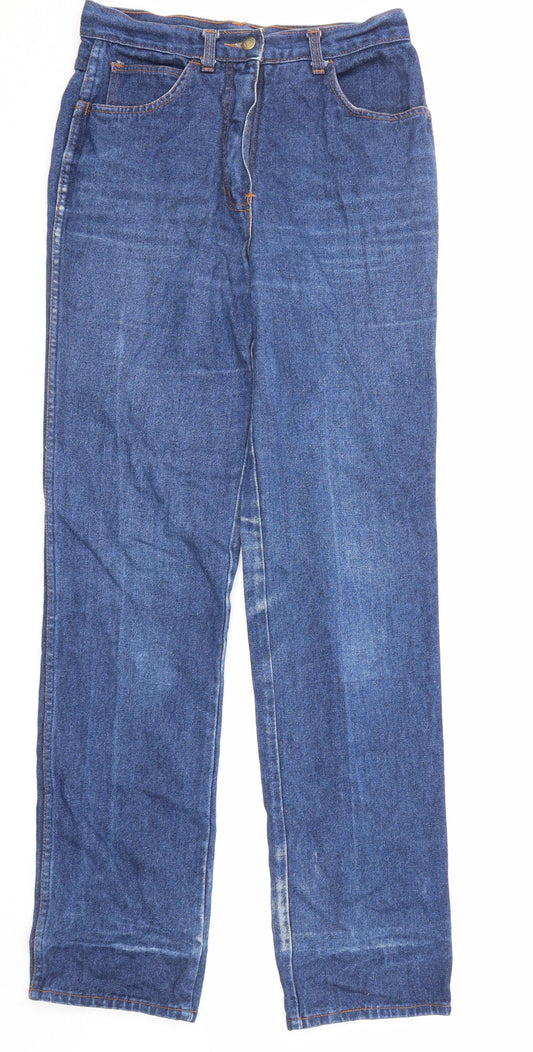 Le Fleur Womens Blue Cotton Straight Jeans Size 14 L33 in Regular Zip