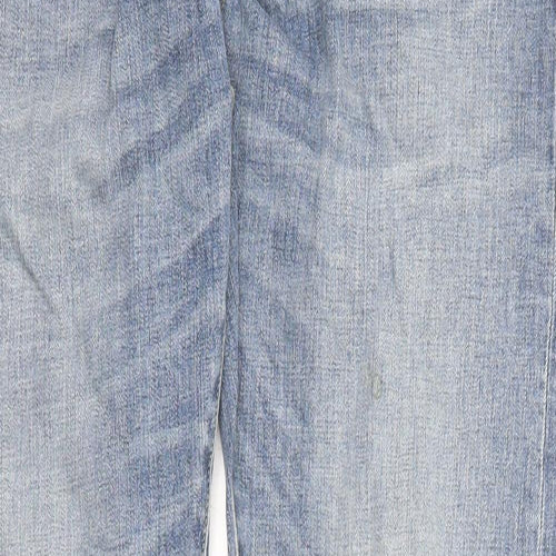 Superdry Mens Blue Cotton Straight Jeans Size 36 in L34 in Slim Zip