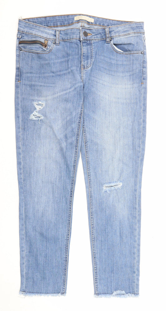 Zara Womens Blue Cotton Straight Jeans Size 10 L26 in Regular Zip