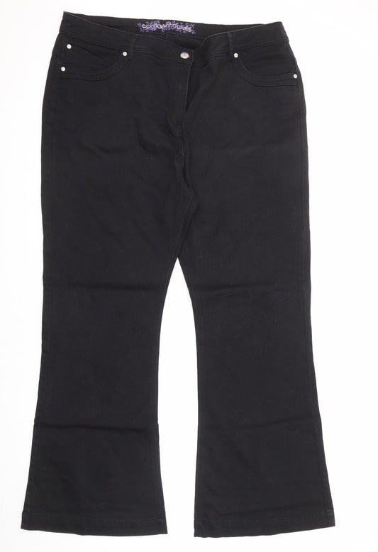 Savoir Womens Black Cotton Bootcut Jeans Size 22 L31 in Regular Zip