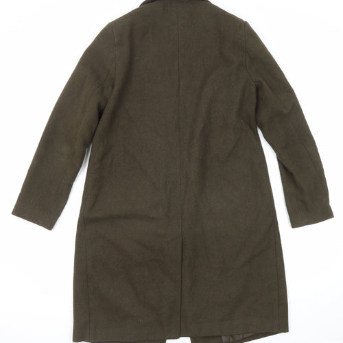New Look Womens Green Overcoat Coat Size 12 Button