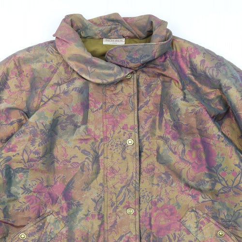 Richards Womens Multicoloured Floral Overcoat Coat Size XL Zip