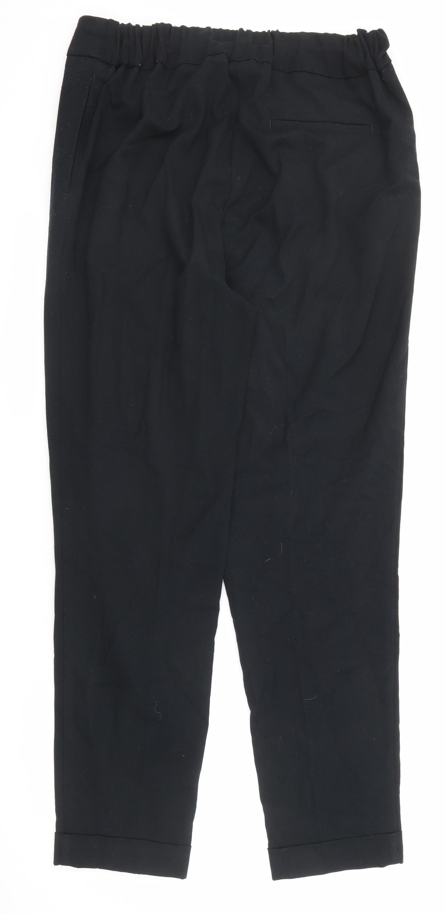 Marks and Spencer Womens Black Polyester Trousers Size 12 L28 in Regular