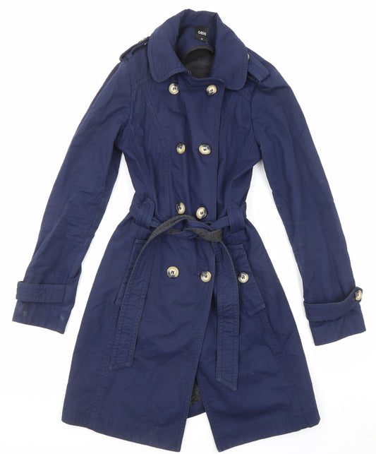 Oasis Womens Blue Pea Coat Coat Size XS Button