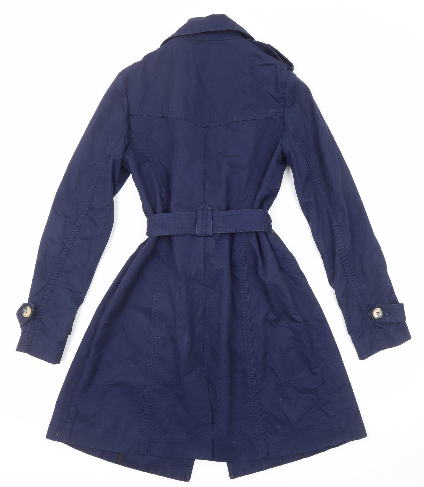 Oasis Womens Blue Pea Coat Coat Size XS Button